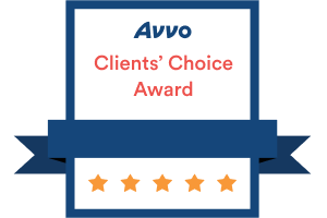 Avvo Clients’ Choice Award badge with five gold stars